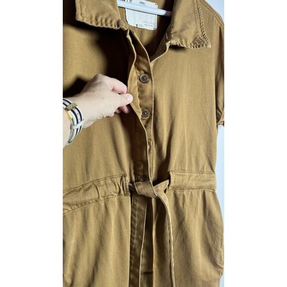 Pilcro X Anthropologie Small Brown Wingsuit Jumpsuit Romper Cap Sleeve Belted - Picture 8 of 13